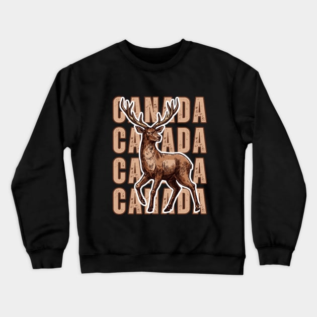 Canada Day Deer Vintage Crewneck Sweatshirt by Turtokart